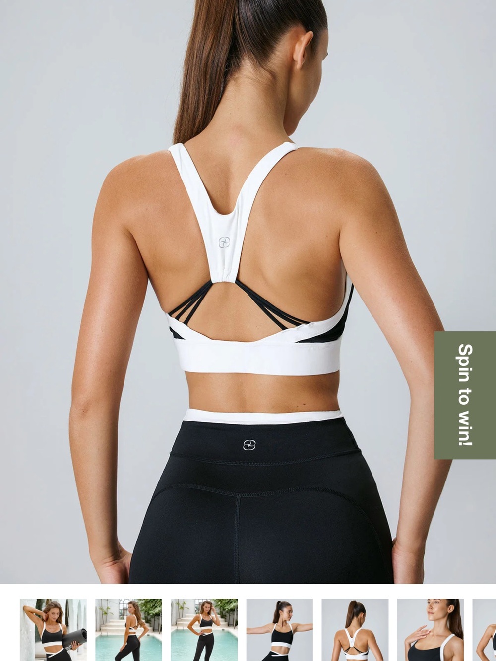 Berlook Performance Racerback Sports Bra - White/Black